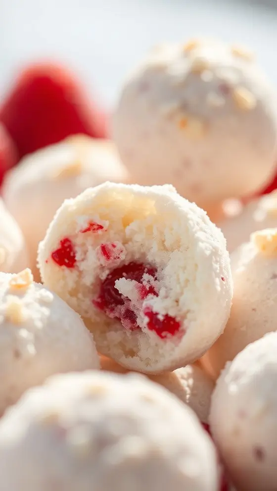 Almond Raspberry Snowball Bites