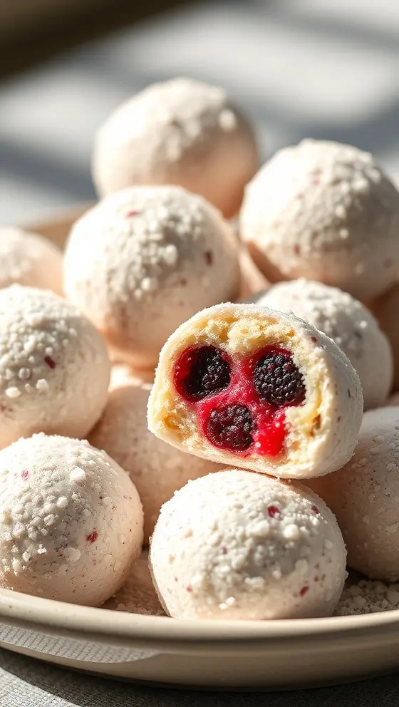 Berry-Filled Almond Snowballs