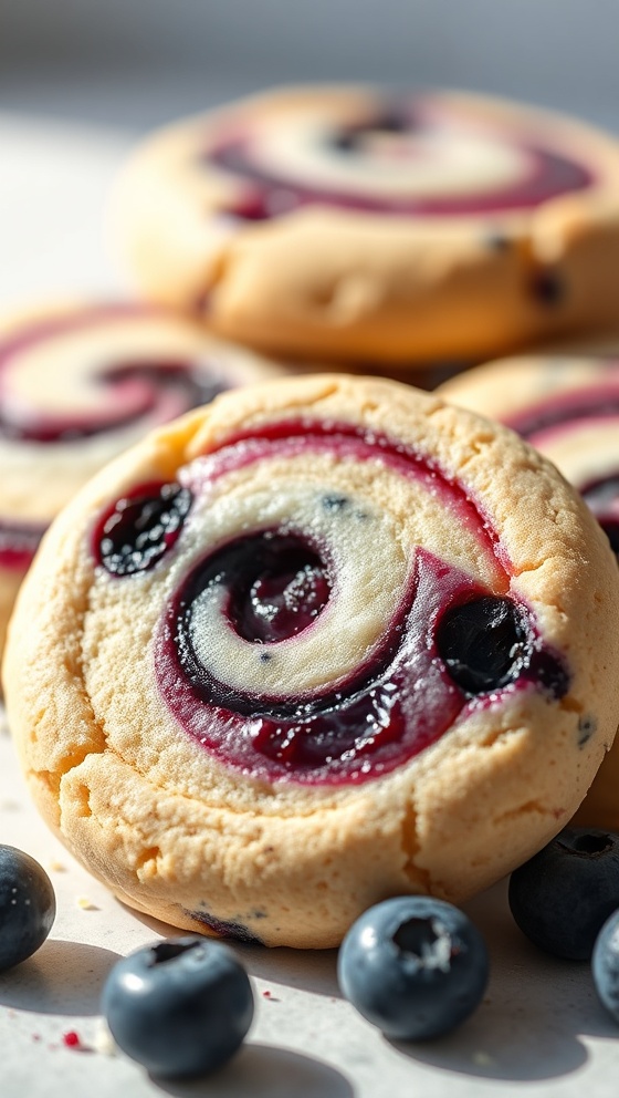 Blueberry Shortbread Swirl Cookies