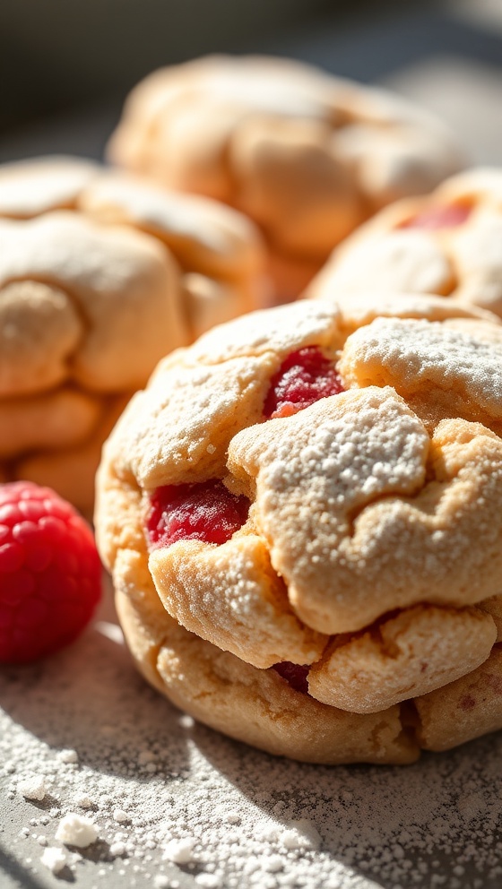 Raspberry Almond Powdered Cookies