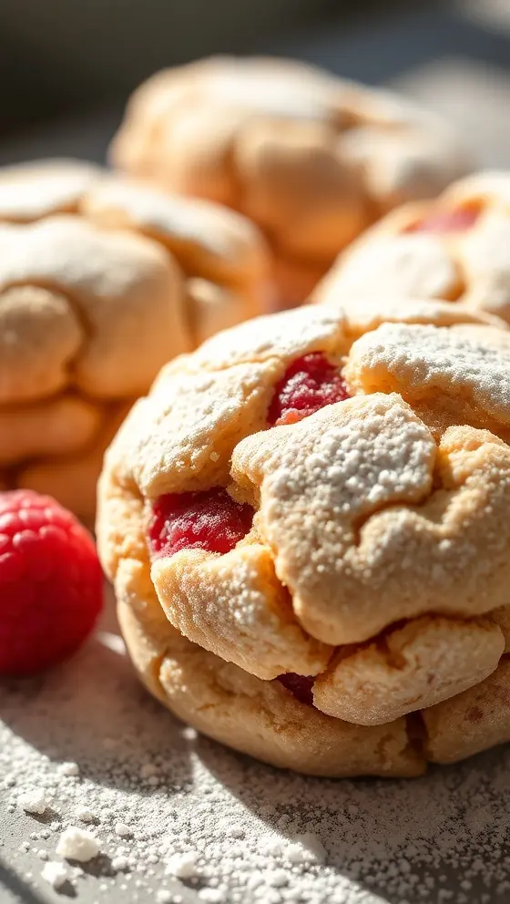 Raspberry Almond Powdered Cookies