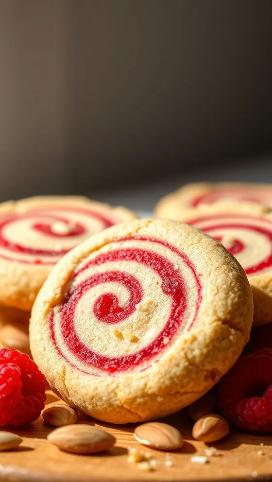 Raspberry Swirl Almond Cookies