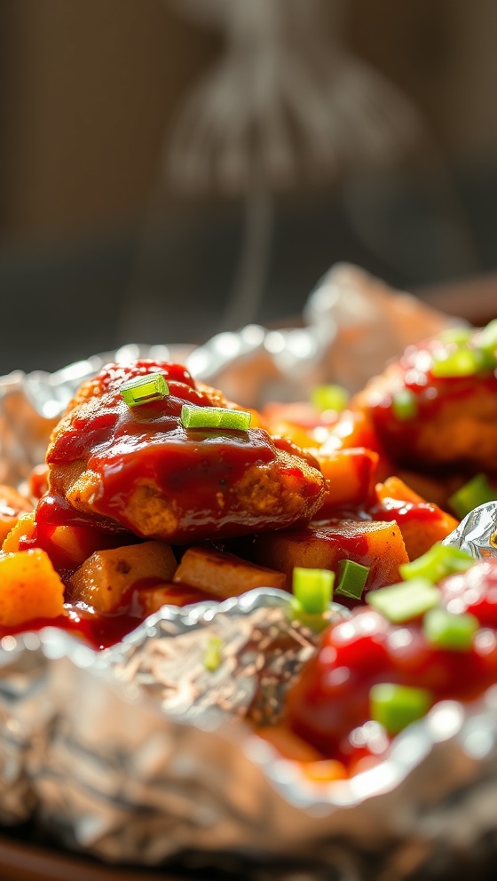 BBQ Chicken and Sweet Potato Foil Packets