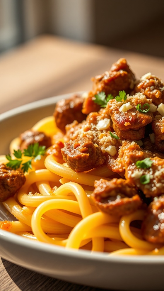 Cheesy Beef and Bowtie Pasta