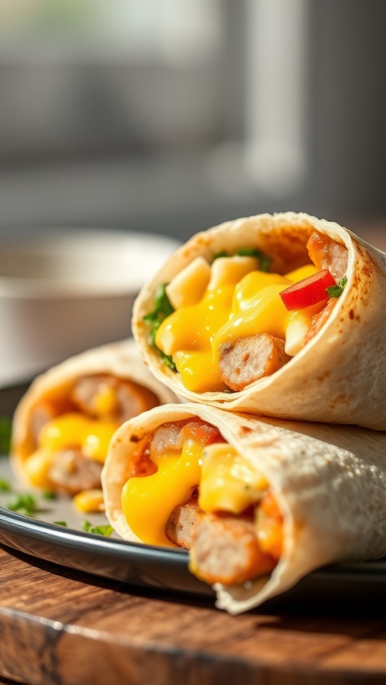 Cheesy Sausage and Egg Wraps