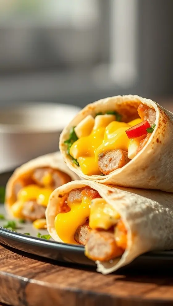 Cheesy Sausage and Egg Wraps