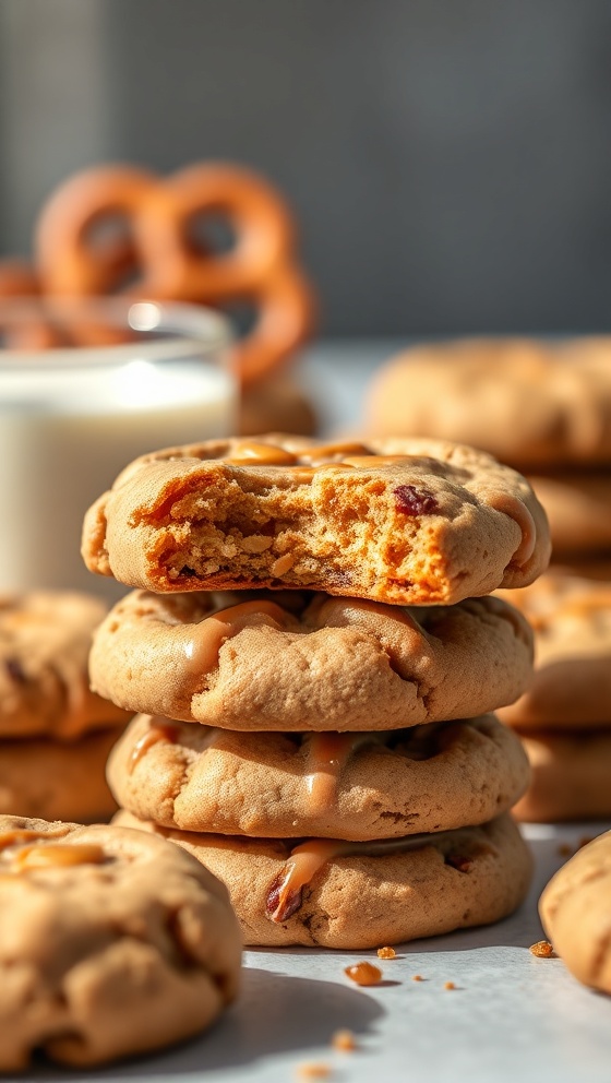 Salty Sweet Pretzel Peanut Butter Cookies