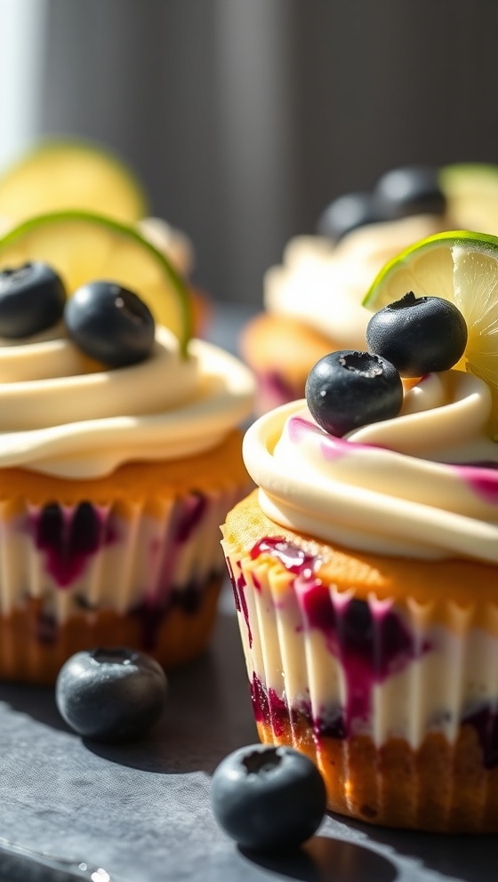 Blueberry Lime Cheesecake Cupcakes