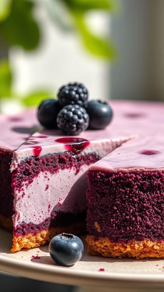 Easy Blueberry Velvet Cheesecake